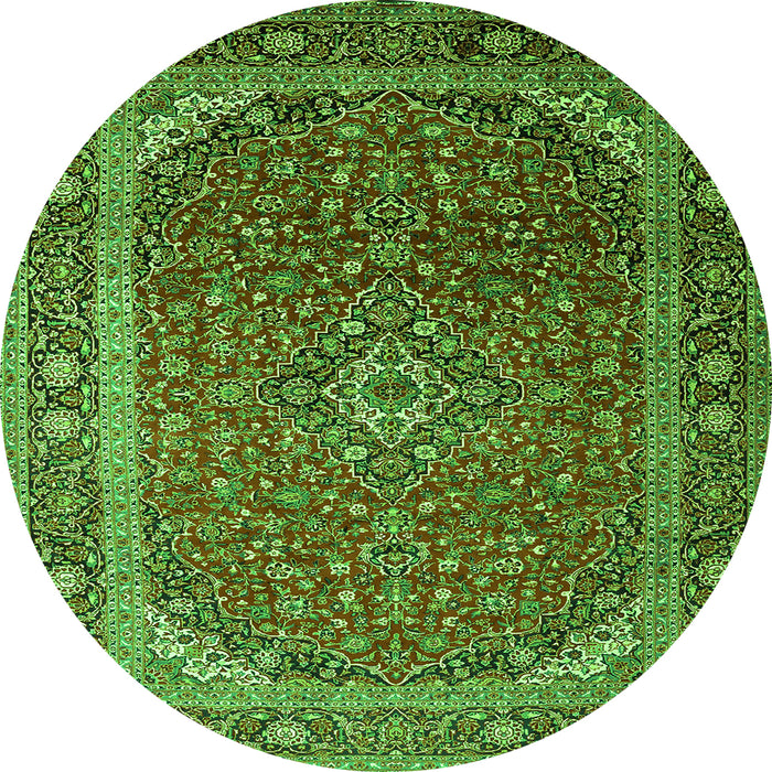 Square Medallion Green Traditional Rug, tr219grn
