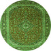 Square Medallion Green Traditional Rug, tr219grn