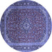 Round Medallion Blue Traditional Rug, tr219blu