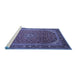 Sideview of Machine Washable Medallion Blue Traditional Rug, wshtr219blu