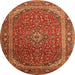 Square Medallion Orange Traditional Rug, tr219org