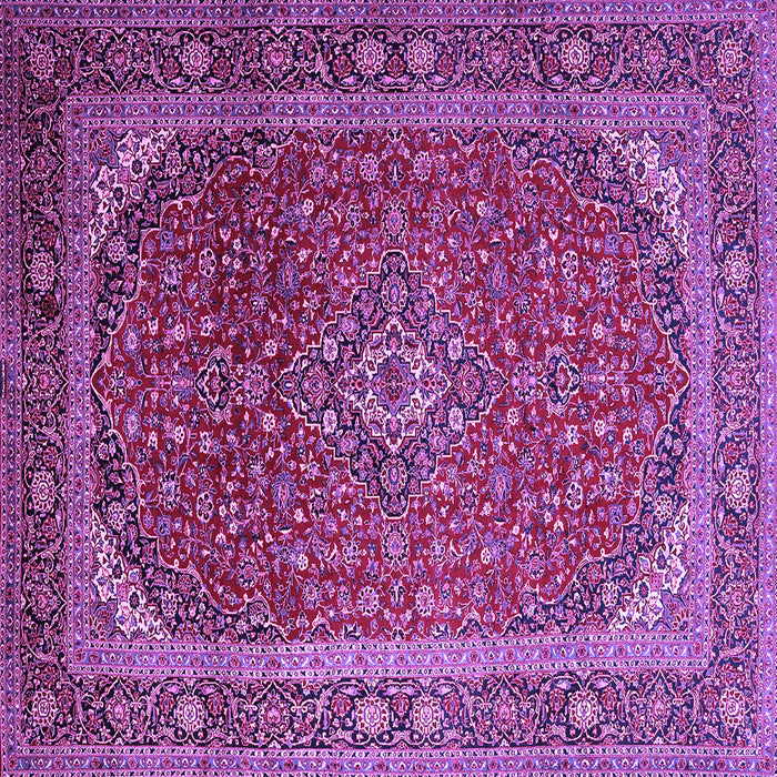 Square Machine Washable Medallion Purple Traditional Area Rugs, wshtr219pur