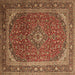 Square Medallion Brown Traditional Rug, tr219brn