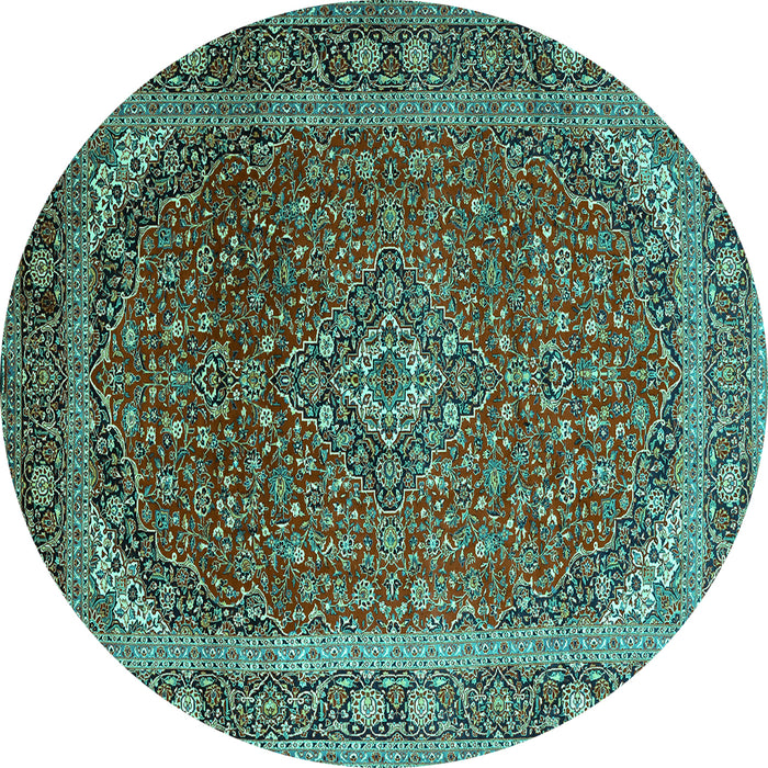 Round Medallion Turquoise Traditional Rug, tr219turq