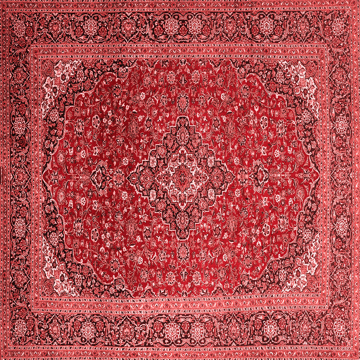 Machine Washable Medallion Red Traditional Rug, wshtr219red