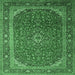 Square Medallion Emerald Green Traditional Rug, tr219emgrn