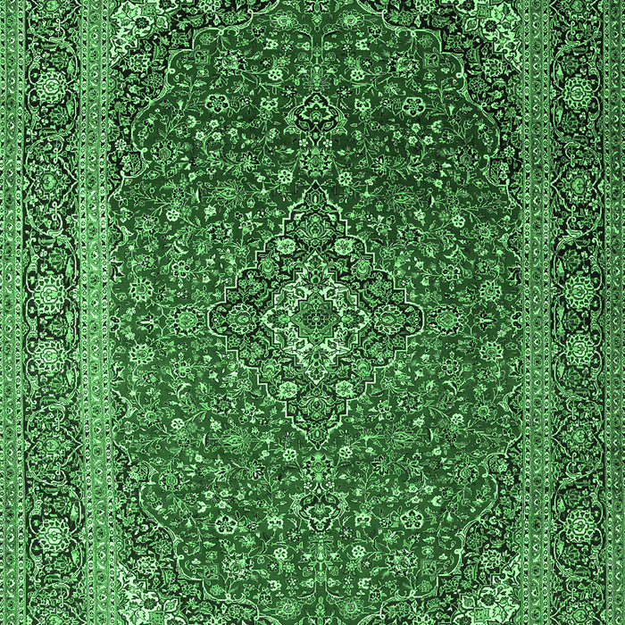 Machine Washable Medallion Emerald Green Traditional Area Rugs, wshtr219emgrn