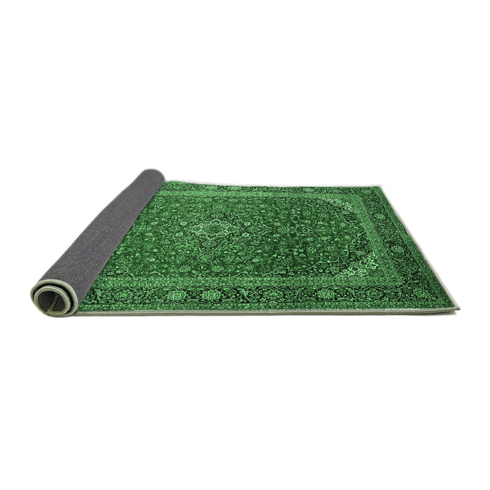 Sideview of Medallion Emerald Green Traditional Rug, tr219emgrn
