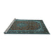 Sideview of Machine Washable Medallion Light Blue Traditional Rug, wshtr219lblu