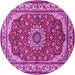 Round Machine Washable Medallion Pink Traditional Rug, wshtr21pnk