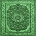 Square Machine Washable Medallion Emerald Green Traditional Area Rugs, wshtr21emgrn