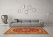 Machine Washable Medallion Orange Traditional Area Rugs in a Living Room, wshtr21org