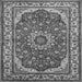 Round Machine Washable Medallion Gray Traditional Rug, wshtr21gry