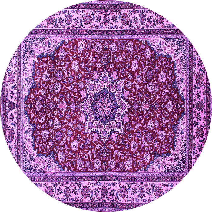 Round Medallion Purple Traditional Rug, tr21pur