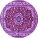 Round Medallion Purple Traditional Rug, tr21pur