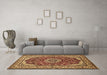 Machine Washable Medallion Brown Traditional Rug in a Living Room,, wshtr21brn