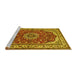 Sideview of Machine Washable Medallion Yellow Traditional Rug, wshtr21yw