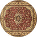 Round Medallion Brown Traditional Rug, tr21brn