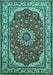 Machine Washable Medallion Turquoise Traditional Area Rugs, wshtr21turq