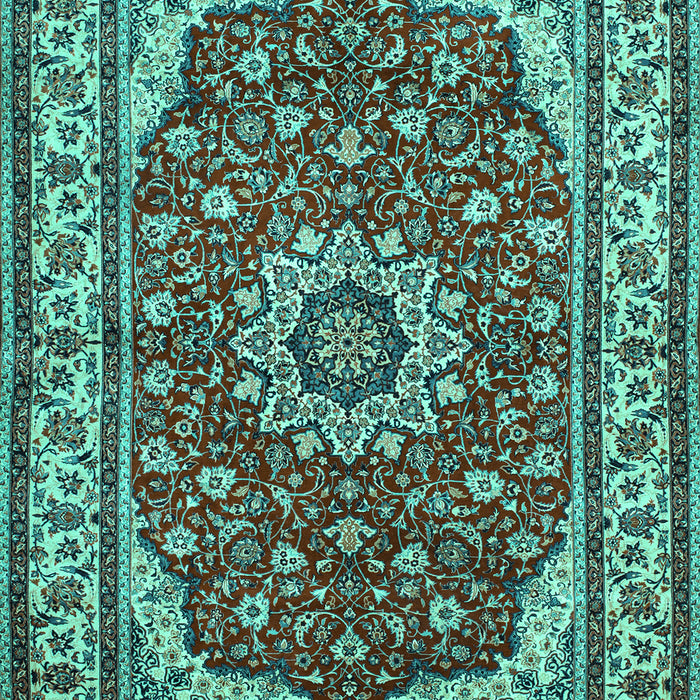 Machine Washable Medallion Turquoise Traditional Area Rugs, wshtr21turq