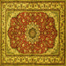 Square Medallion Yellow Traditional Rug, tr21yw