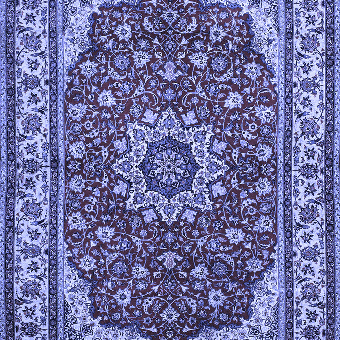 Machine Washable Medallion Blue Traditional Rug, wshtr21blu