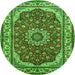 Machine Washable Medallion Green Traditional Area Rugs, wshtr21grn