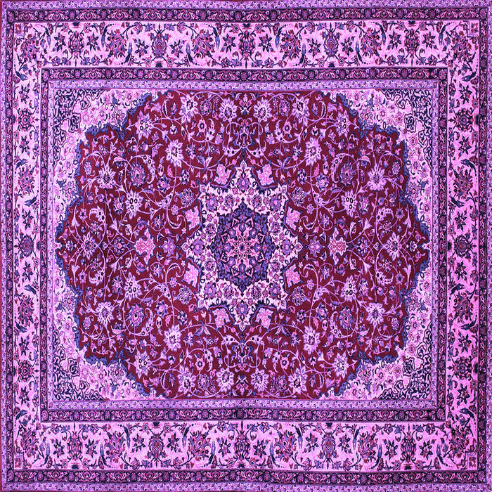 Square Machine Washable Medallion Purple Traditional Area Rugs, wshtr21pur