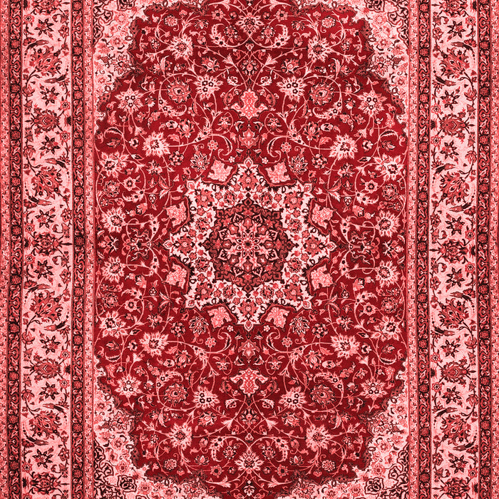 Machine Washable Medallion Red Traditional Rug, wshtr21red
