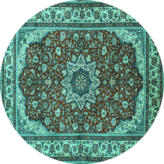 Round Medallion Turquoise Traditional Rug, tr21turq