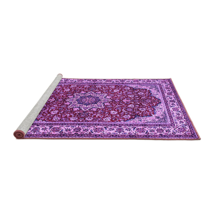 Sideview of Machine Washable Medallion Purple Traditional Area Rugs, wshtr21pur