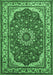 Machine Washable Medallion Emerald Green Traditional Area Rugs, wshtr21emgrn