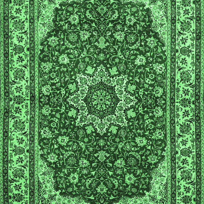 Machine Washable Medallion Emerald Green Traditional Area Rugs, wshtr21emgrn