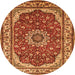 Square Medallion Orange Traditional Rug, tr21org