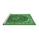 Sideview of Machine Washable Medallion Emerald Green Traditional Area Rugs, wshtr21emgrn