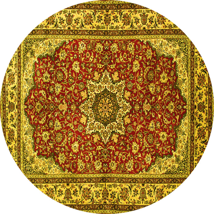 Round Medallion Yellow Traditional Rug, tr21yw