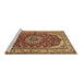 Sideview of Machine Washable Medallion Brown Traditional Rug, wshtr21brn