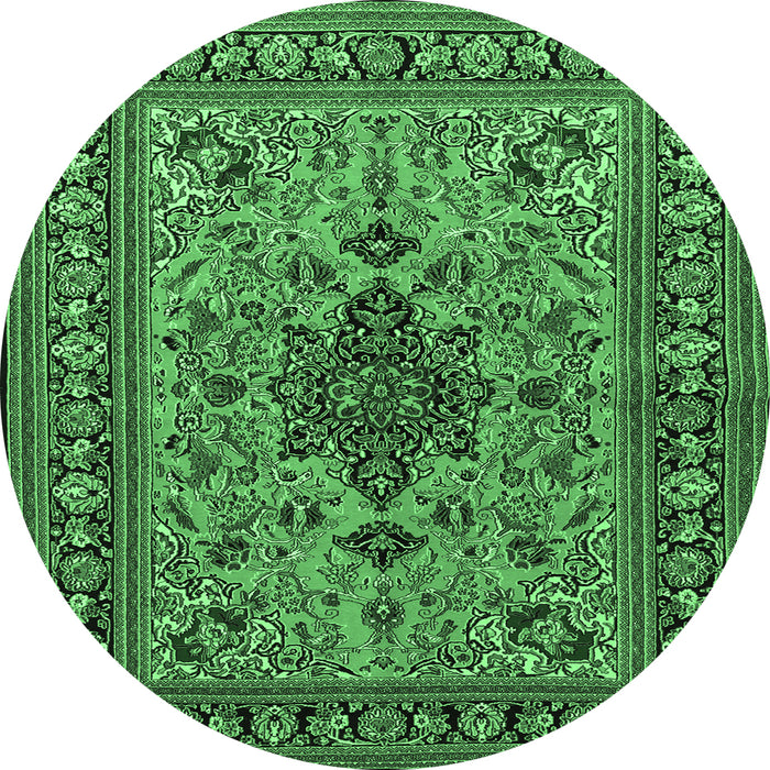 Round Animal Emerald Green Traditional Rug, tr2200emgrn