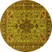 Round Machine Washable Animal Yellow Traditional Rug, wshtr2200yw