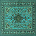 Square Animal Turquoise Traditional Rug, tr2200turq