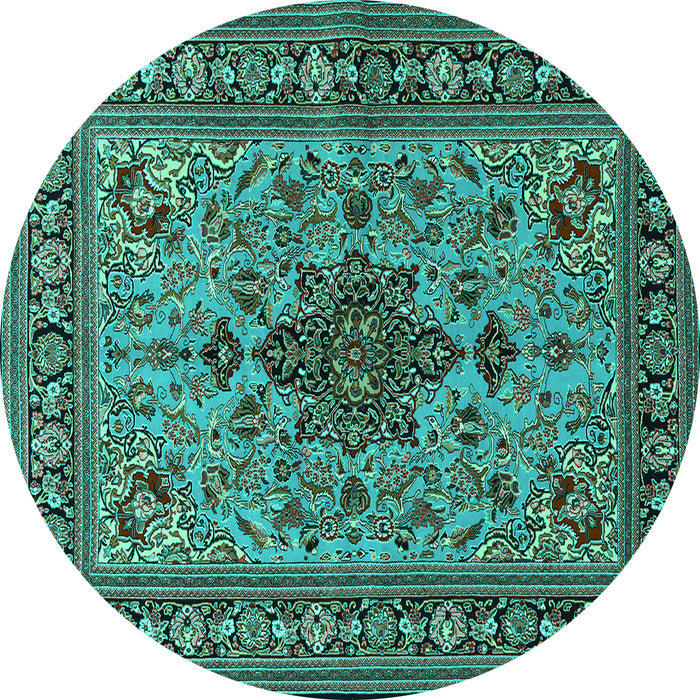 Round Animal Turquoise Traditional Rug, tr2200turq