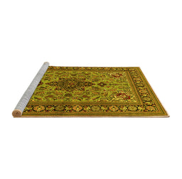 Sideview of Machine Washable Animal Yellow Traditional Rug, wshtr2200yw