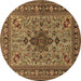 Round Animal Brown Traditional Rug, tr2200brn