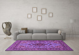 Machine Washable Animal Purple Traditional Area Rugs in a Living Room, wshtr2200pur