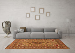 Machine Washable Animal Orange Traditional Area Rugs in a Living Room, wshtr2200org