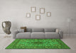 Machine Washable Animal Green Traditional Area Rugs in a Living Room,, wshtr2200grn