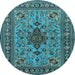 Round Machine Washable Animal Light Blue Traditional Rug, wshtr2200lblu