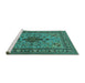 Sideview of Machine Washable Animal Turquoise Traditional Area Rugs, wshtr2200turq