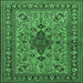 Square Animal Emerald Green Traditional Rug, tr2200emgrn