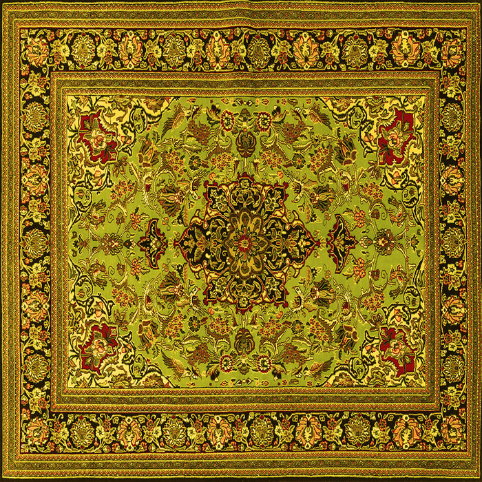 Square Animal Yellow Traditional Rug, tr2200yw